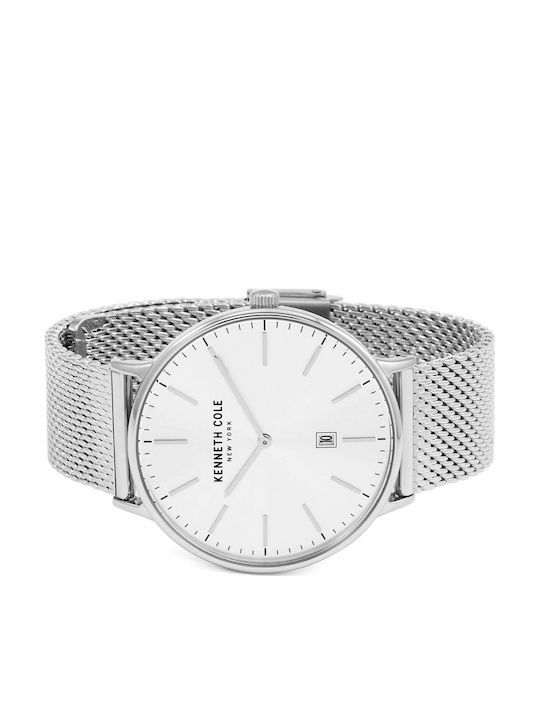 Kenneth Cole Oxford Ανδρικό Ρολόι 42mm Μπαταρίας με Ασημί Μεταλλικό Μπρασελέ