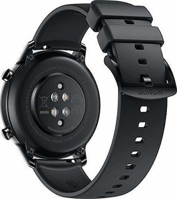 Honor MagicWatch 2 Stainless Steel 42mm Αδιάβροχο με Παλμογράφο (Agate Black)