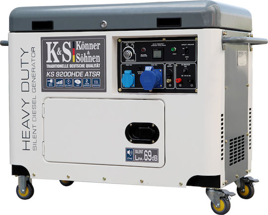 Könner & Söhnen 9200HDE ATSR Generatoare silențioase Generator Petrol Patru timpi cu Autostart, Roți și Putere Maximă 9kVA