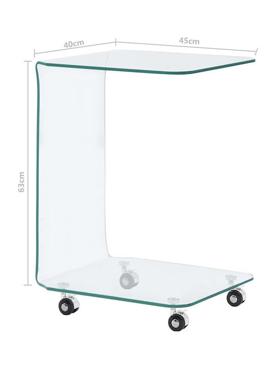 vidaXL Freistehend Weinkeller Glas mit Rädern Transparent 45x40x63εκ.