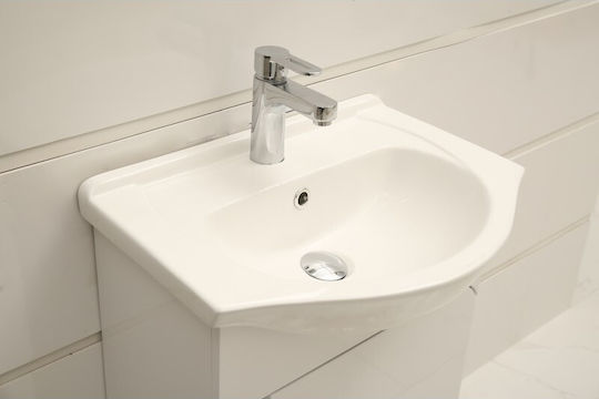 Inter Ceramic PVC Πάγκος με Νιπτήρα Μ55xΒ42xΥ85cm Λευκός