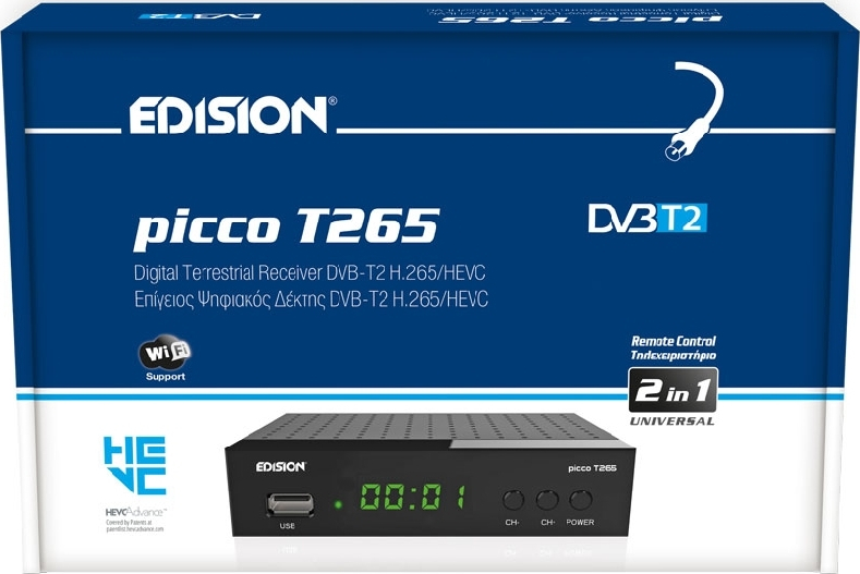 Digital Terrestrial Decoder Dvb-T2 HD WiFi PICCO T265 EDISION