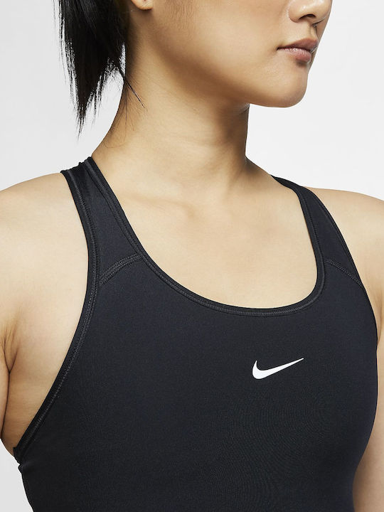 Swoosh Women's Athletic Sports Bra Black with Lining