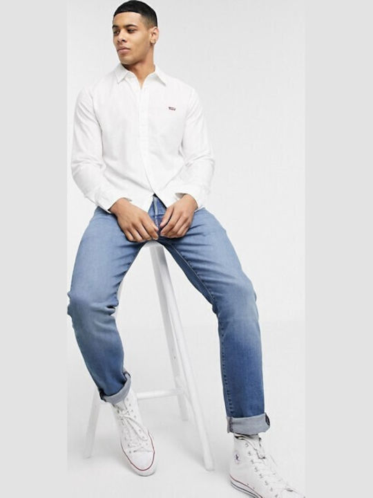 Battery Batwing Long-sleeved Denim Shirt White