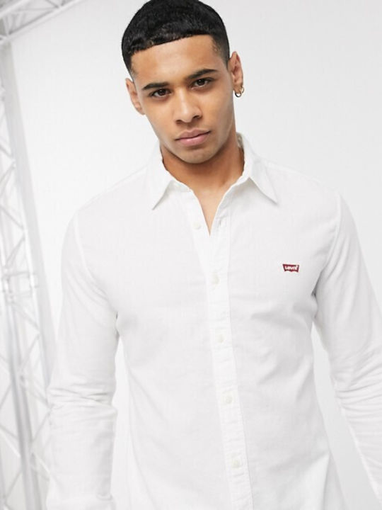 Battery Batwing Long-sleeved Denim Shirt White