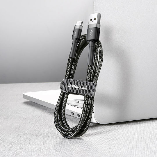 Baseus Cafule Braided USB 2.0 Cable USB-C male - USB-A 60W Μαύρο 1m CATKLF-BG1