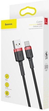 Baseus Cafule Braided USB 2.0 Cable USB-C male - USB-A Μαύρο 1m CATKLF-B91