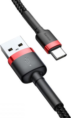 Baseus Cafule Braided USB 2.0 Cable USB-C male - USB-A male Μαύρο 1m (CATKLF-B91)
