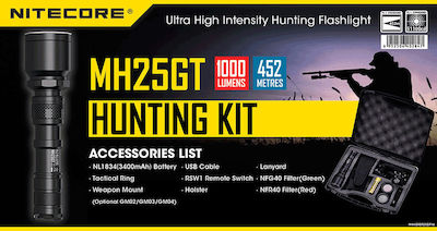 NiteCore Lumină de lucru și de sit, cu baterie Lanternă LED Impermeabil IPX8 cu Luminozitate Maximă 1000lm MH25GT Hunting Kit NL1834 9110100762