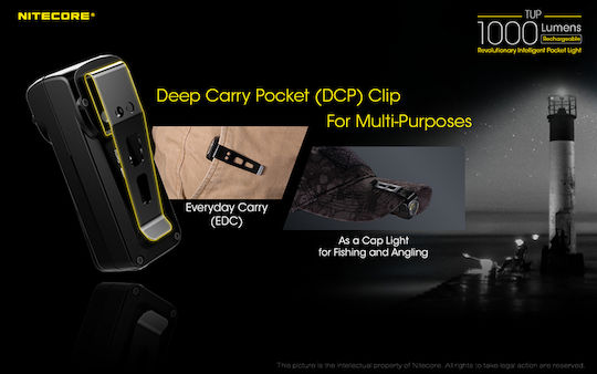 NiteCore Rechargeable Keychain Flashlight LED IP54 with Maximum Brightness 1000lm TUP Embedded Black