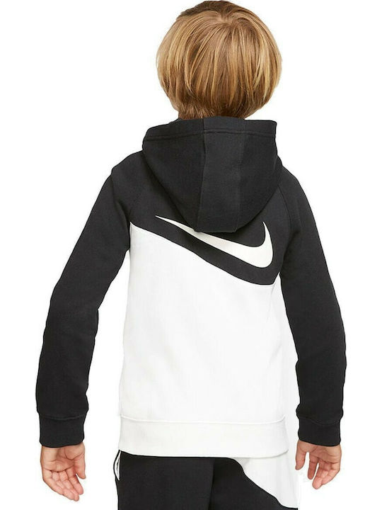 Nike Αθλητική Παιδική Ζακέτα Φούτερ Fleece με Κουκούλα Λευκή Sportswear Swoosh