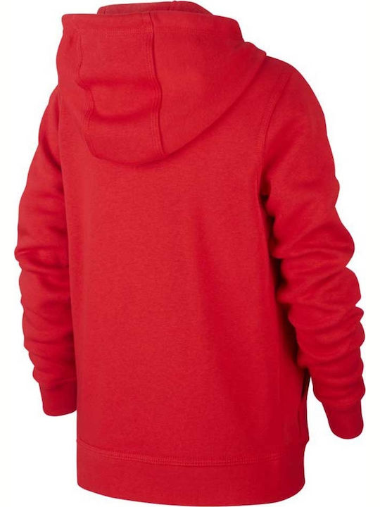 Athletic Kids Sweatshirt Cardigan Cotton with Hood Red Sportswear