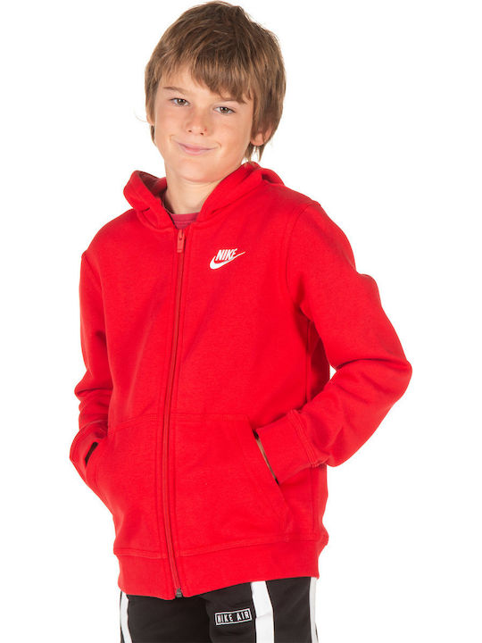 Nike Αθλητική Παιδική Ζακέτα Φούτερ με Κουκούλα για Αγόρι Κόκκινη Sportswear