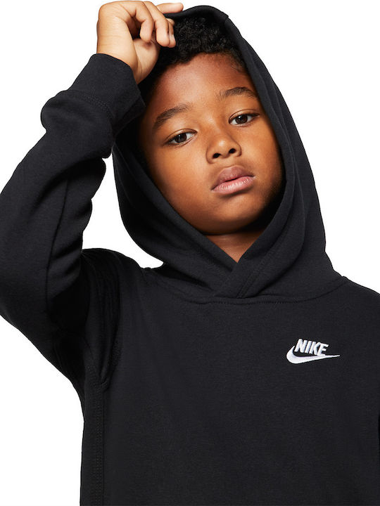 Fleece Kids Sweatshirt with Hood and Pockets Black SPORTSWEAR CLUB