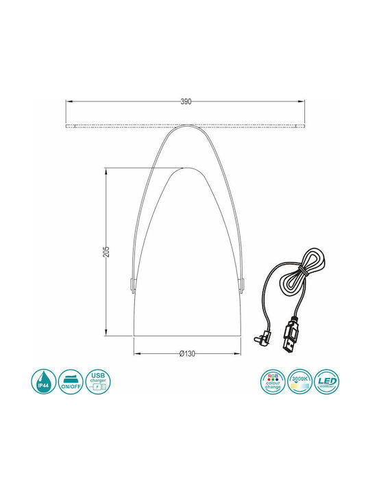 Trio Lighting Haiti Lampă De Masă Pentru Exterior 1W IP44 Pentru Dulie E27 Alb
