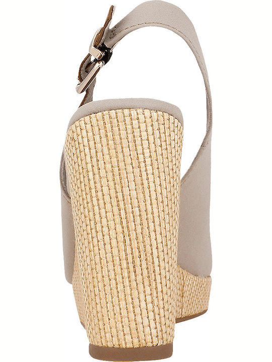 Iconic Elena Sling Back Καλοκαιρινές Γυναικείες Πλατφόρμες Μπεζ