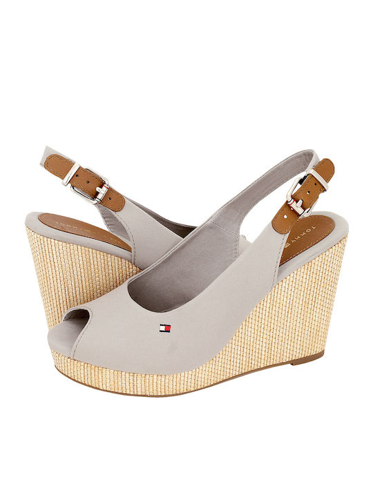 Iconic Elena Sling Back Καλοκαιρινές Γυναικείες Πλατφόρμες Μπεζ