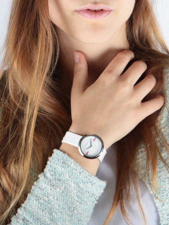 Furla Damen Uhr mit Weiß Lederarmband