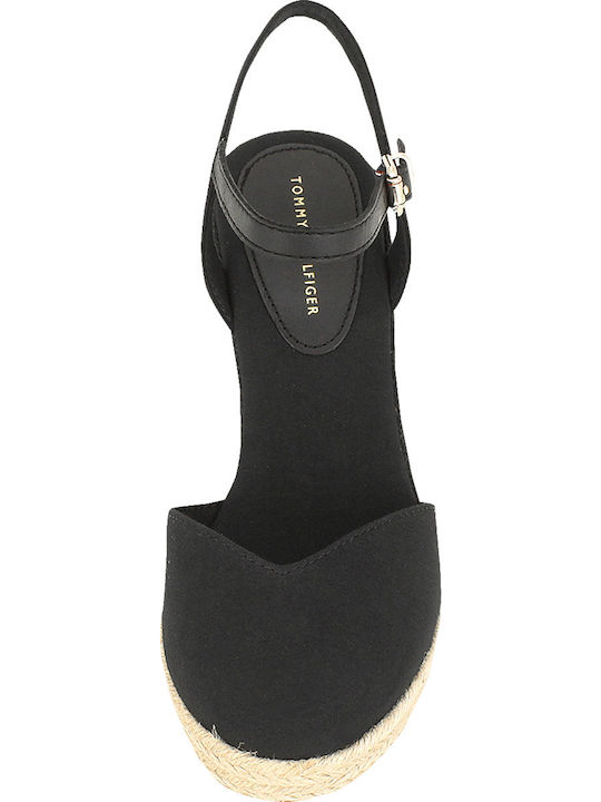 Basic Closed Toe High Platforme dama în stil espadrile Negre