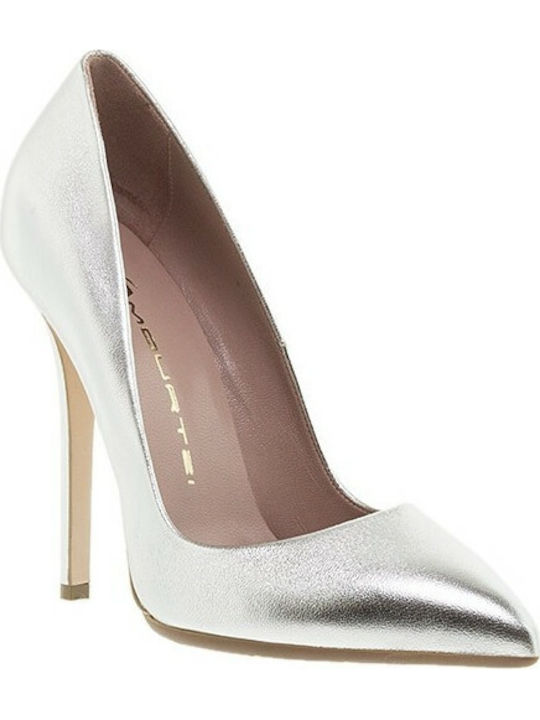 Mourtzi Leder Pumps mit Stiletto-Absatz Silber 12/1203A00