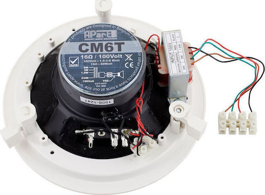 Apart Audio CM6T Παθητικό Ηχείο Οροφής 6W (Τεμάχιο) Λευκό
