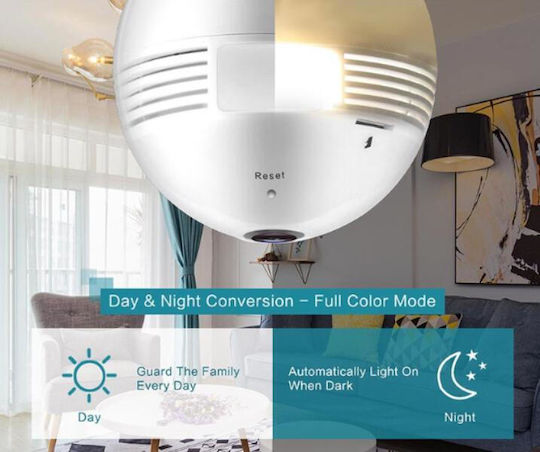Hidden Camera V380 WiFi Lamp 1080p with Memory Card Slot and Motion Detector