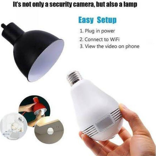 Hidden Camera V380 WiFi Lamp 1080p with Memory Card Slot and Motion Detector