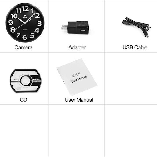 Versteckte Kamera WiFi Krypto-Kamera - Wanduhr WiFi Uhr 1080p mit Steckplatz für Speicherkarte und Bewegungssensor