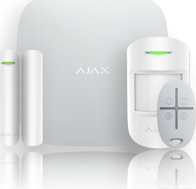 Ajax Systems StarterKit Plus Ασύρματο Σύστημα Συναγερμού με Ανιχνευτή Κίνησης , Αισθητήρα Πόρτας , Τηλεχειριστήριο και Κέντρο (Wi-Fi / GSM) Λευκό