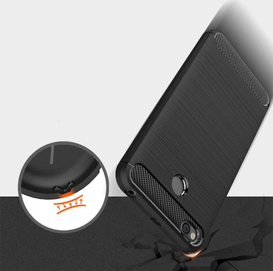 Hurtel Brushed Carbon Задна корица Силикон Черен (Redmi Note 5)