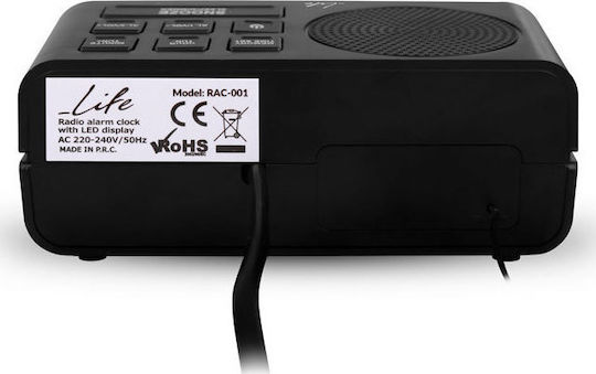 Life Ceas De Masă Digital Led Cu Ceas Deșteptător Și Radio Negru 221-0080