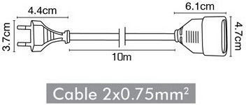VK Lighting VK/10021 Μπαλαντέζα Προέκταση Καλωδίου με Μήκος 10m Διατομής 2x0.75mm² Λευκή