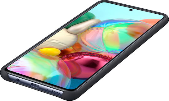 Samsung Silicone Cover Umschlag Rückseite Silikon Schwarz (Galaxy A71)