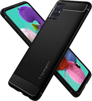 Spigen Rugged Armor Back Cover Σιλικόνης Μαύρο (Galaxy A51)