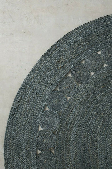Nima Makrame Wohnzimmer Teppich Rund Sommer Korbweide Dunkelgrau Herstellerfarbe Φ150cm