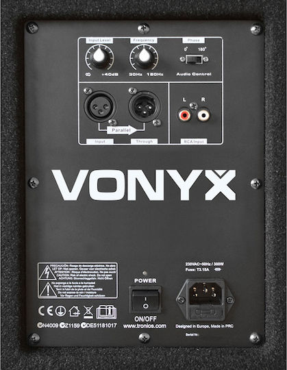 Vonyx SWA15 170.795 Autoîntăritor Subwoofer PA 300W 15" 43.5x48x54cm.
