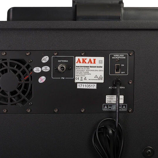 Akai Proffesional Karaoke-Lautsprecher mit Kabellosem Mikrofon und Lichteffekten DJ-S5H Schwarz