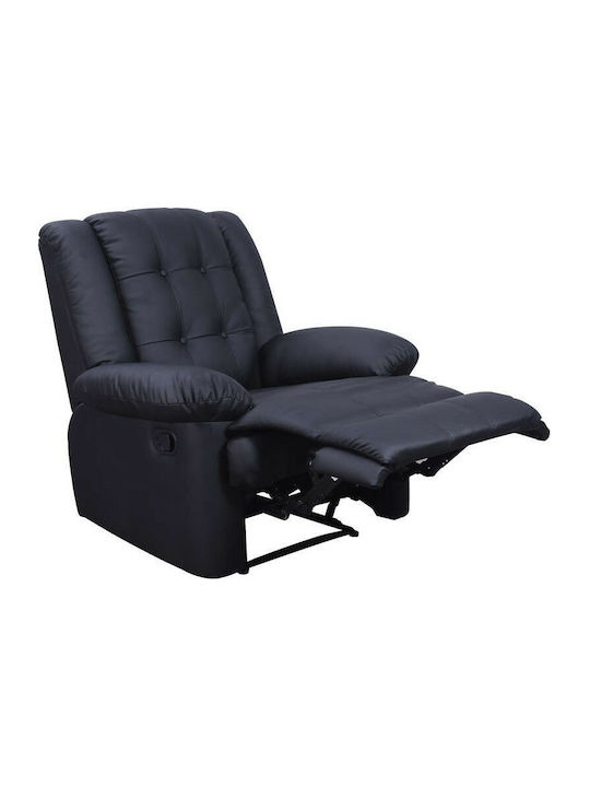Scarlet Relaxsessel mit Fußhocker aus Kunstleder Schwarz 90x93x100cm