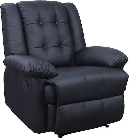 Scarlet Relax Armchair with Footstool from Leatherette Black 90x93x100cm