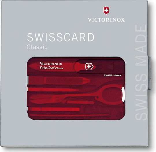 Victorinox Classic Swisscard Multi-Tool Card 10 Tools Red with Sheath