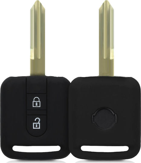 Silicone Car Key Cover Case with 2 Buttons for Nissan Black