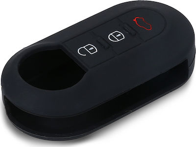 Silicone Car Key Cover Case Don't Touch My Key with 3 Buttons for Fiat / Lancia Black