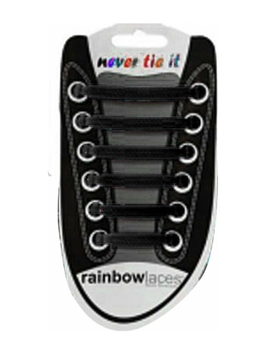 Rainbow Κορδόνια Παπουτσιών Σιλικόνης Μαύρα