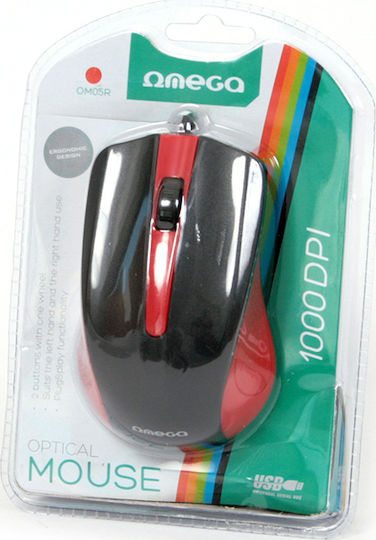 Omega OM05 Wired Verkabelt Maus Rot