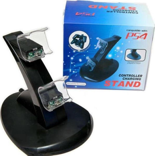 Dual Charge n Stand Charging Station for 2 controllers PS4 with LED lighting Black