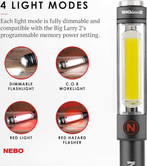 Nebo Battery Workshop Light LED Dual Function with Brightness up to 500lm Big Larry 2 6737 Black