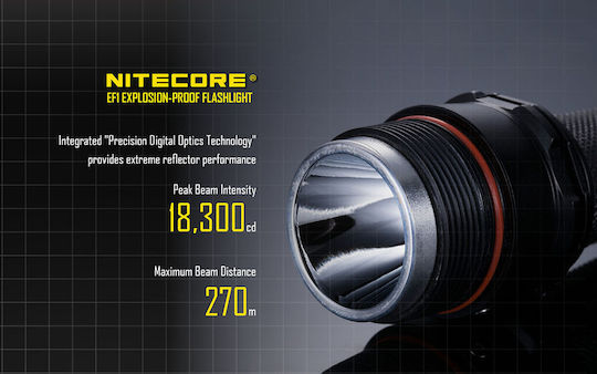 NiteCore Explosive-proof Flashlight LED IP67 with Maximum Brightness 830lm EF1 2xCR123 Black