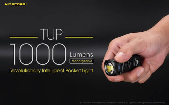 NiteCore Rechargeable Keychain Flashlight LED IP54 with Maximum Brightness 1000lm Tup Embedded Gray