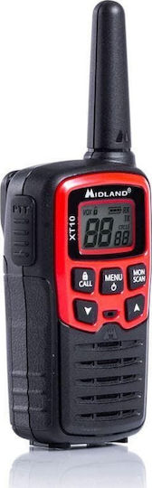 Midland XT10 Безжичен Трансивър PMR с Монохромен Екран Комплект 2бр В Червен Цвят