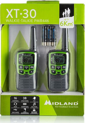 Midland XT30 Funkgerät PMR mit Monochromdisplay Set mit 2Stück In Grün Farbe